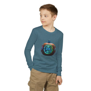 Skull Pumpkin 'No Tricks' Long Sleeve Kids Tee 30