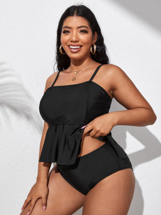 Plus Size Solid Color bikini set 4