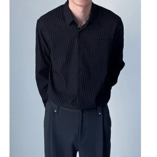 Wrinkled Texture Long Sleeve Shirt | Men's Spring 6