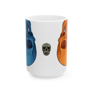 Blue and Orange Skull Pattern Mug | Ceramic Coffee Mug 2