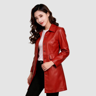 PU Mid-Length Lapel Slim Fit Jacket 3