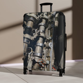 Car Camshaft Print Suitcase | Travel Luggage with Engine Part Motif 12