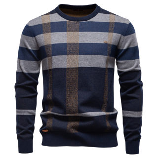 Men's Round Neck Color Block Sweater | Slim Fit Pullover