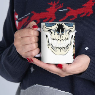 Skull and Roses Ceramic Mug | Floral Skull Coffee Mug 17