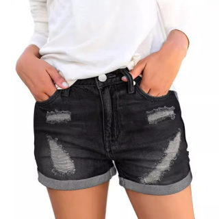 Distressed Cuffed Denim Shorts for Women | Business Casual Cotton