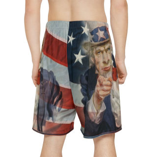 Uncle Sam Pointing Shorts | American Flag All-Over Print 5