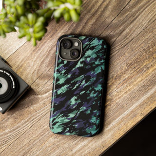 Teal Black Abstract Camo Phone Case 143