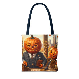 Pumpkin Head Businessmen Tote Bag | Halloween Pumpkin City Illustration 28