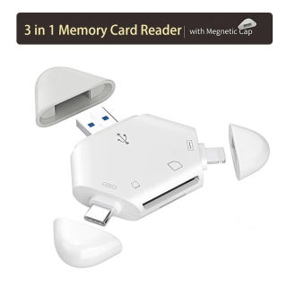 Memory card reader — 3-in-1 memory card reader with triangular magnetic cap 2