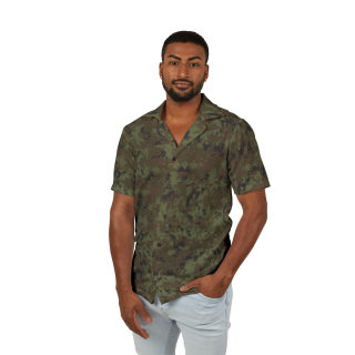 Green Camo Pattern Hawaiian Camp Shirt | Short Sleeve Button-Up 3