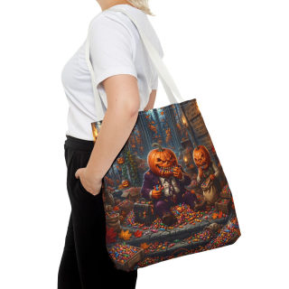 Jack-o'-Lantern Candy Haul Tote Bag | Halloween Pumpkin Scene 54