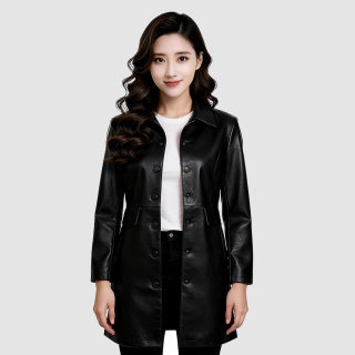 PU Mid-Length Lapel Slim Fit Jacket 2