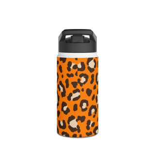 Orange Leopard Print Stainless Steel Water Bottle | Animal Print Bottle 2