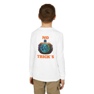 Skull Pumpkin 'No Tricks' Long Sleeve Kids Tee 34