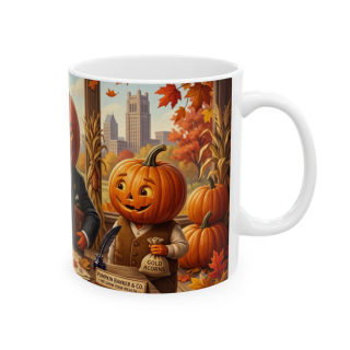 Pumpkin Head Banker Mug | Halloween Fall Autumn Ceramic Coffee Cup 9