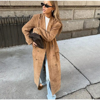 Women's Double-Breasted Lapel Jacket | Long Sleeve Loose Fit 2