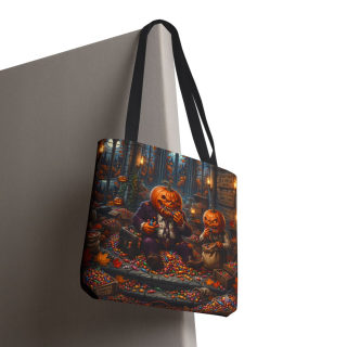 Jack-o'-Lantern Candy Haul Tote Bag | Halloween Pumpkin Scene 107
