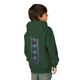 Glowing Cyber Pumpkin Kids Hoodie 71