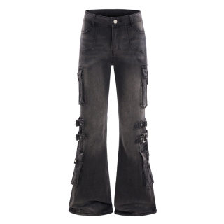 Washed Denim Bell Bottoms | Low Waist Slim Fit 5