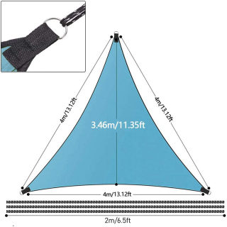 Triangle Sun Shade Sail 4x4x4m, Waterproof UV-Blocking Canopy 5