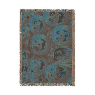 Jack-o'-Lantern Patchwork Woven Blanket | Halloween Pumpkin Throw 13