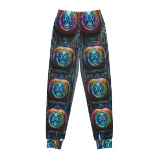Neon Skull Pumpkin Kids Joggers 2