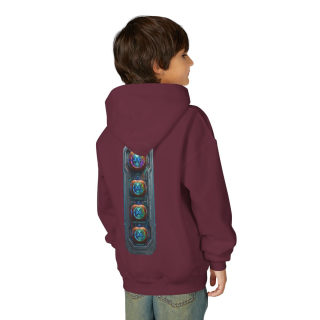 Glowing Cyber Pumpkin Kids Hoodie 81