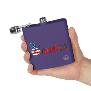 'Merica Peace Sign flag design flask, 6oz stainless steel 36