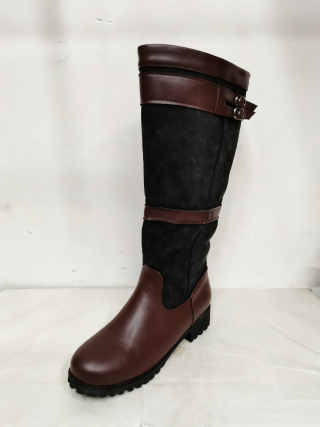 Color Block Buckle High-Top Knight Boots | Chunky Square Heel 4