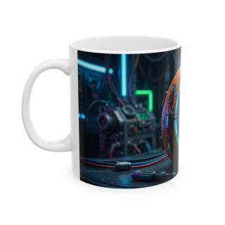 Neon Cyberpunk Pumpkin Skull Mug | Ceramic Coffee Cup 5