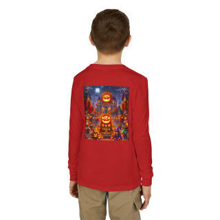 Jack-O'-Lantern Halloween Street Scene Long Sleeve Kids Tee 44