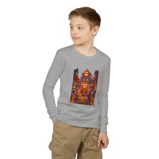 Jack-O'-Lantern Halloween Street Scene Long Sleeve Kids Tee 29