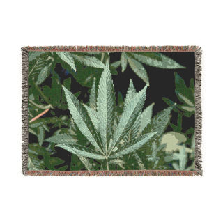 Marijuana Leaf Woven Blanket | Cannabis Plant Throw, Botanical Tapestry 4