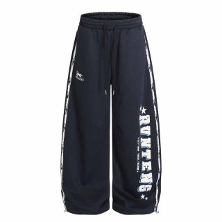 Vintage Stripe Letter Print Wide Leg Sweatpants