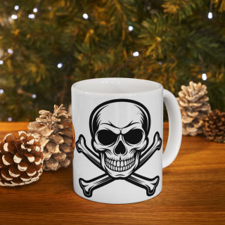 Orange Skull with Crossbones Mug | Pirate Skull Coffee Cup 16
