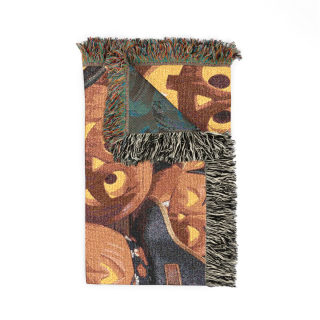 Jack-o'-Lantern Patchwork Woven Blanket | Halloween Pumpkin Throw 15