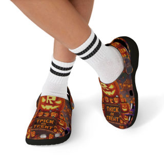Trick or Treat Pumpkin Pattern Kid's Clogs 16