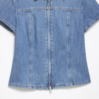 Western-Style Zip-Up Denim Shirt for Women 3