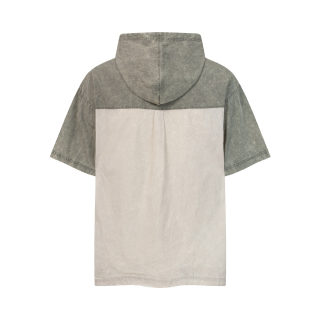 Vintage Color Block Hooded Short Sleeve Top 2
