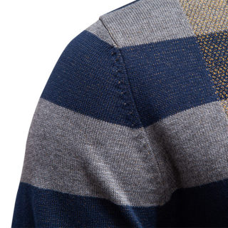 Men's Round Neck Color Block Sweater | Slim Fit Pullover 3
