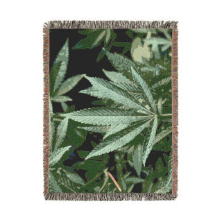 Marijuana Leaf Woven Blanket | Cannabis Plant Throw, Botanical Tapestry 6