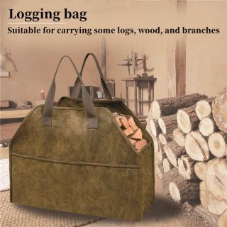 Thick Canvas Firewood Tote Bag | Large Capacity Log Carrier 2