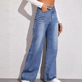 Washed Whisker-Effect Loose Wide-Leg Jeans 3