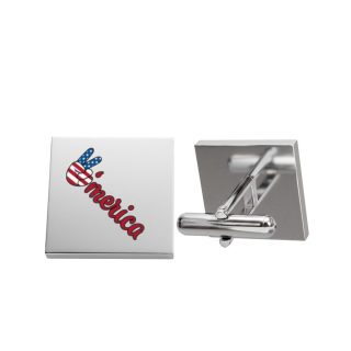 USA Peace Hand 'Merica Cufflinks | Patriotic American Flag Accessory 2