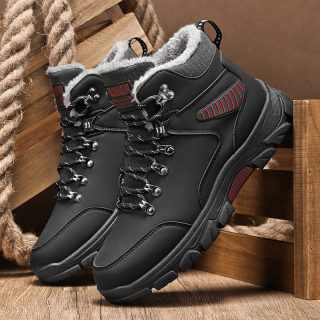 Winter Warm Fleece-Lined High-Top Hiking Snow Boots for Men 4