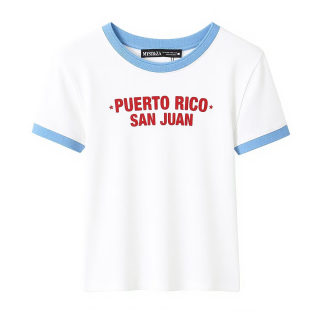 Round Neck Contrast Trim Printed T-Shirt 2