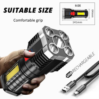 5-LED Rechargeable Work Flashlight with Side Light, USB Charging 3