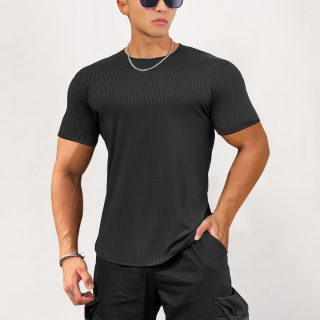 Men's Slim Fit Stretch Gym T-Shirt | Striped Quick-Dry Base Layer 4