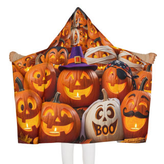 Jack-o'-Lantern Pumpkins Youth Hooded Towel | Halloween Pumpkin Pattern