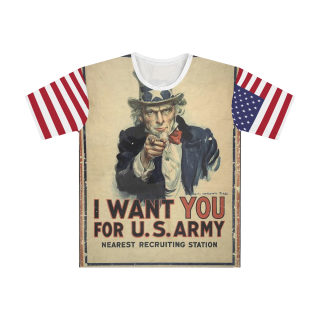 Uncle Sam I Want You vintage poster T-shirt | American flag sleeve shirt 2